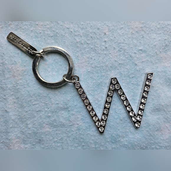 Bombay Duck Pave "W" Initial Bling Keychain, Clear Rhinestones, Silver, NWOT - Picture 2 of 7